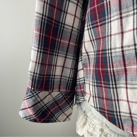 Lola P Studded Western Cowgirl Shirt Plaid Flannel Grunge 100% Cotton Size Large - Picture 4 of 9